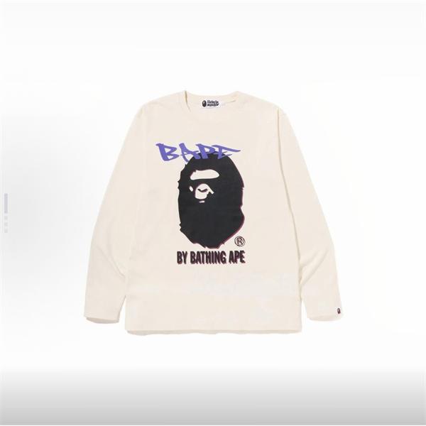 ベージュ グラフィティ 猿人头 長袖 T シャツ ベイプ BAPE コピー 秋冬ストリートトレンディ