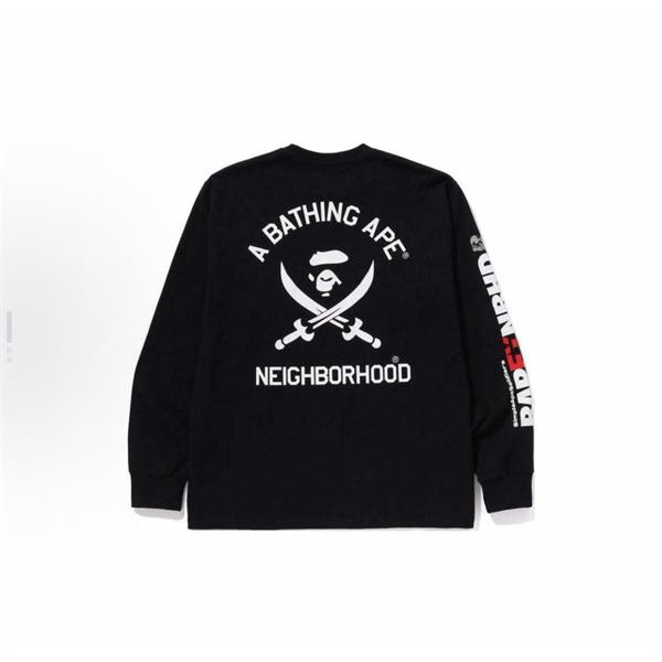 ベイプ BAPE コピー 秋冬 高品質 ホワイト ネイバーフッド コラボ スカル猿人头 長袖 T シャツ