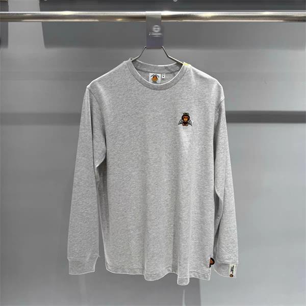 グレー × ブラック 天使 Milo プリント 長袖 T シャツ ベイプ BAPE 偽物 秋冬ストリートフェミニン 