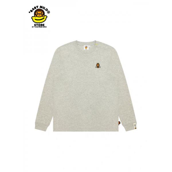 グレー × ブラック 天使 Milo プリント 長袖 T シャツ ベイプ BAPE 偽物 秋冬ストリートフェミニン 