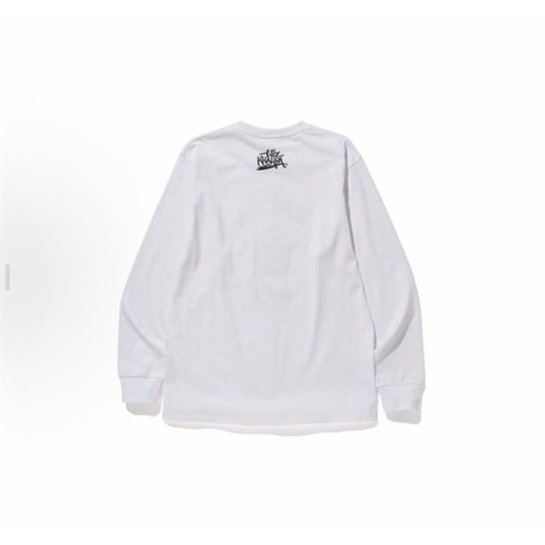  BAPE スーパーコピー 秋冬ストリートクール 定番 ホワイト メガネ猿人 ロゴ 長袖 T シャツ ベイプ