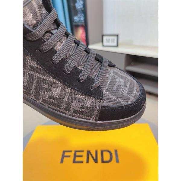 FENDI フェンディ 激安 メンズ ハイカット スニーカー FF柄 レザー シューズ カジュアル 人気 モデル おしゃれ 高級感