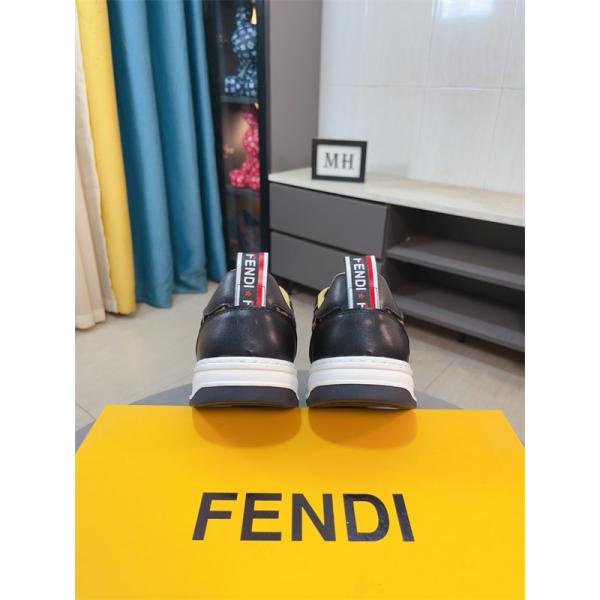FENDI フェンディ 激安 メンズ スニーカー ローカット FF柄 レザー×キャンバス 軽量ソール おしゃれ カジュアル 新作