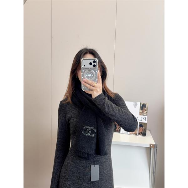 CHANEL（シャネル）25B ニット カシミヤマフラー／クラシックCCロゴ・ユニセックス・秋冬新作スカーフ