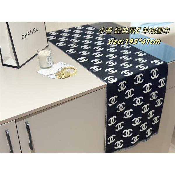 CHANEL シャネル 2025秋冬新作 经典ダブルC柄 カシミヤ混ウールマフラー ブラック×ホワイト 高級感抜群