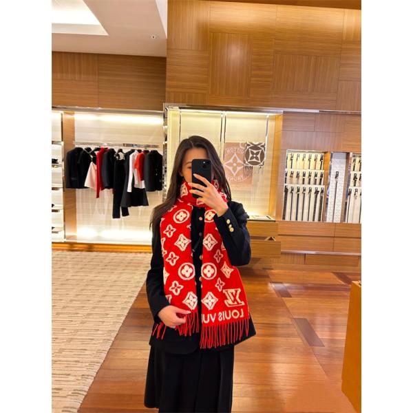 LOUIS VUITTON（ルイ・ヴィトン）3Dモノグラム マフラー 34×200cm ウール×カシミヤ×シルク ユニセックス 2025秋冬新作