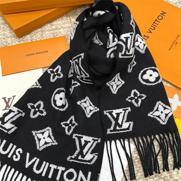 Louis Vuitton ルイ・ヴィトン 3Dモノグラム マフラー 羊毛×カシミヤ ロングスカーフ 34×200cm 高級ユニセックス冬物 防寒アイテム