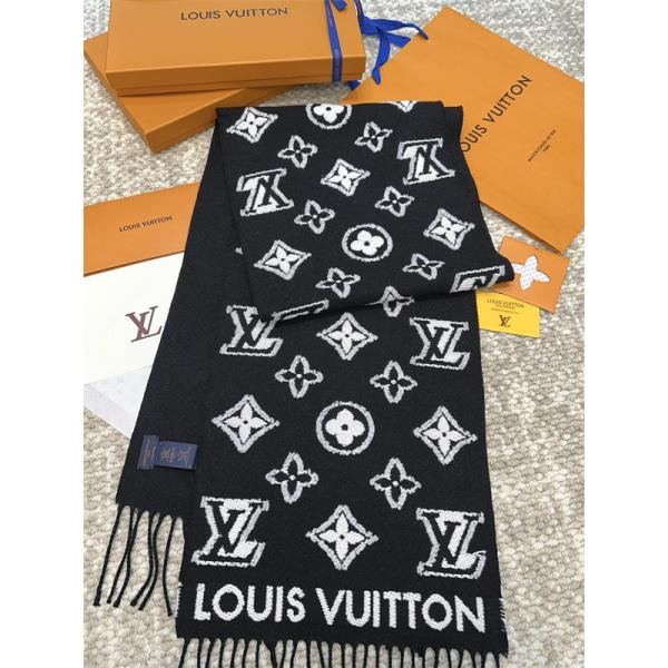 Louis Vuitton ルイ・ヴィトン 3Dモノグラム マフラー 羊毛×カシミヤ ロングスカーフ 34×200cm 高級ユニセックス冬物 防寒アイテム