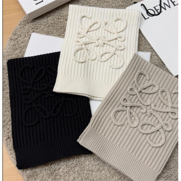 LOEWE 激安｜ロエベ 2025秋冬 新作 大判ロゴ ニットカシミヤマフラー 男女兼用 シンプル上質デザイン