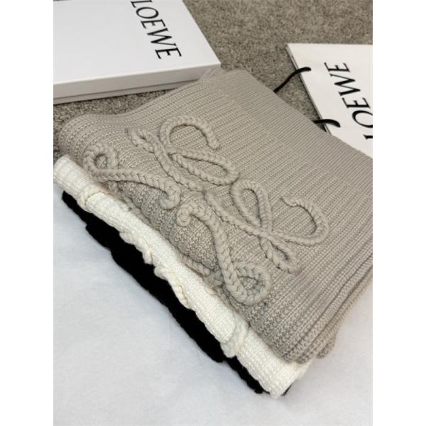 LOEWE 激安｜ロエベ 2025秋冬 新作 大判ロゴ ニットカシミヤマフラー 男女兼用 シンプル上質デザイン