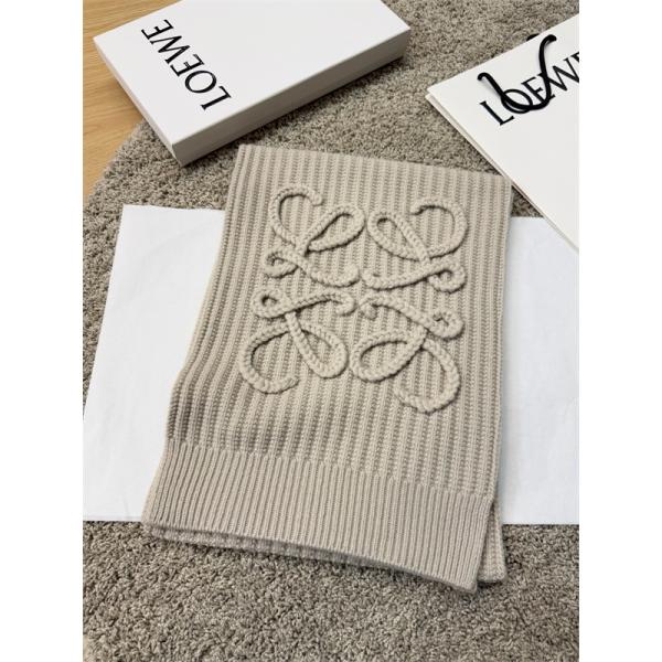LOEWE 激安｜ロエベ 2025秋冬 新作 大判ロゴ ニットカシミヤマフラー 男女兼用 シンプル上質デザイン