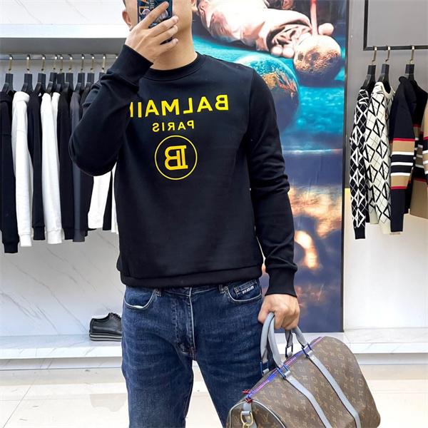 ホワイト 円领 レトロ字母ロゴ スウェット バルマン BALMAIN コピー 秋冬 着こなし上品 定番