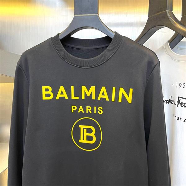 ホワイト 円领 レトロ字母ロゴ スウェット バルマン BALMAIN コピー 秋冬 着こなし上品 定番