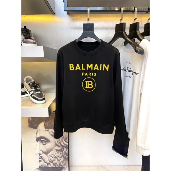 ホワイト 円领 レトロ字母ロゴ スウェット バルマン BALMAIN コピー 秋冬 着こなし上品 定番
