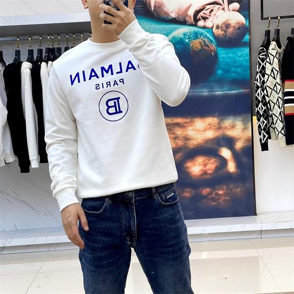ホワイト 円领 レトロ字母ロゴ スウェット バルマン BALMAIN コピー 秋冬 着こなし上品 定番