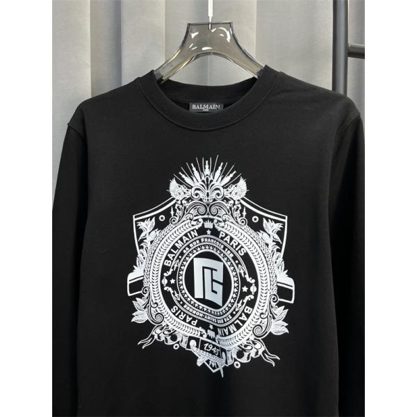 ホワイト 円领 徽章ディテール スウェット バルマン BALMAIN スーパーコピー 秋冬高級感 注目