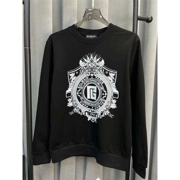 ホワイト 円领 徽章ディテール スウェット バルマン BALMAIN スーパーコピー 秋冬高級感 注目