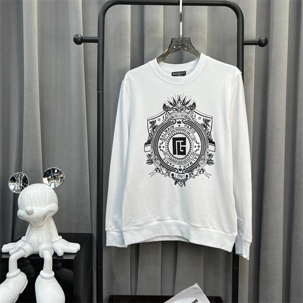 ホワイト 円领 徽章ディテール スウェット バルマン BALMAIN スーパーコピー 秋冬高級感 注目