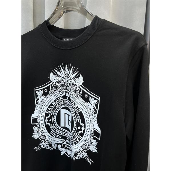 ホワイト 円领 徽章ディテール スウェット バルマン BALMAIN スーパーコピー 秋冬高級感 注目