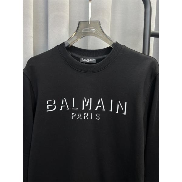 BALMAIN コピー 秋冬 日常シンプル ユニセックス ホワイト 円领 ミニロゴ スウェット バルマン 