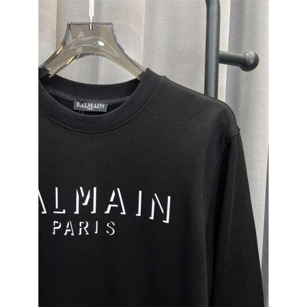 BALMAIN コピー 秋冬 日常シンプル ユニセックス ホワイト 円领 ミニロゴ スウェット バルマン 