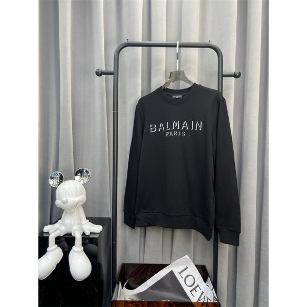 BALMAIN コピー 秋冬 日常シンプル ユニセックス ホワイト 円领 ミニロゴ スウェット バルマン 