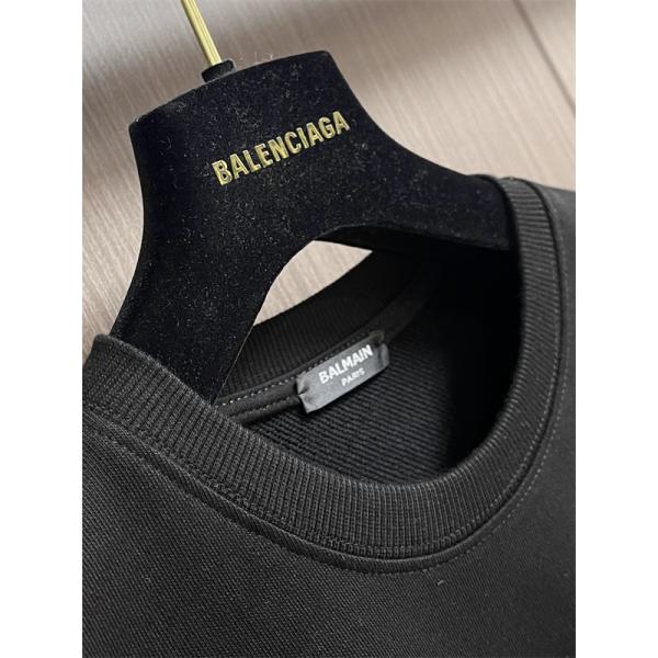 ホワイト × ブラック 2 色 シンプルミニロゴ スウェット バルマン BALMAIN コピー 秋冬 定番