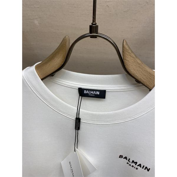  BALMAIN コピー 秋冬日常ベーシック 定番 ブラック × ホワイト 2 色 円领 ミニロゴ 長袖T シャツ バルマン