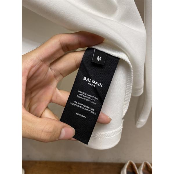  BALMAIN コピー 秋冬日常ベーシック 定番 ブラック × ホワイト 2 色 円领 ミニロゴ 長袖T シャツ バルマン