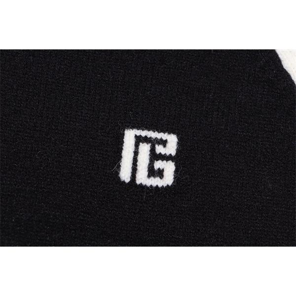 BALMAIN コピー 秋冬 スポーティ 定番 ブラック × ホワイト ベースボール風 ニットセーター バルマン