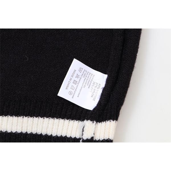 BALMAIN コピー 秋冬 スポーティ 定番 ブラック × ホワイト ベースボール風 ニットセーター バルマン