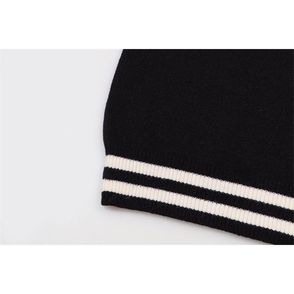 BALMAIN コピー 秋冬 スポーティ 定番 ブラック × ホワイト ベースボール風 ニットセーター バルマン