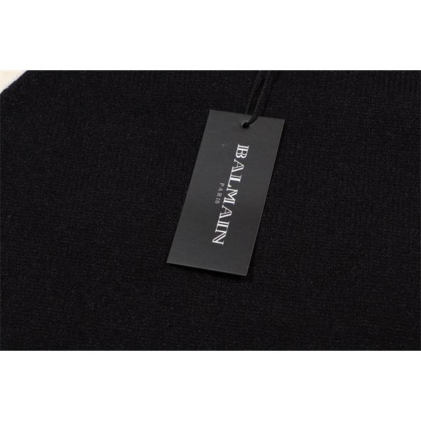 BALMAIN コピー 秋冬 スポーティ 定番 ブラック × ホワイト ベースボール風 ニットセーター バルマン
