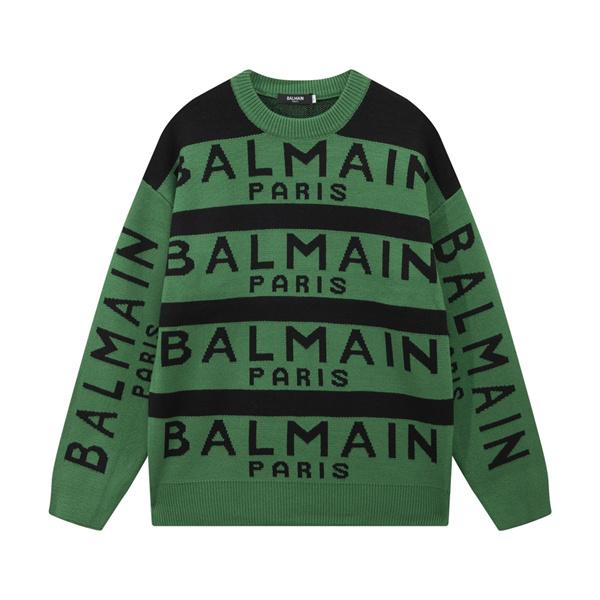 グリーン 满印ロゴ ニットセーター バルマン BALMAIN スーパーコピー 秋冬カラフルトレンディ