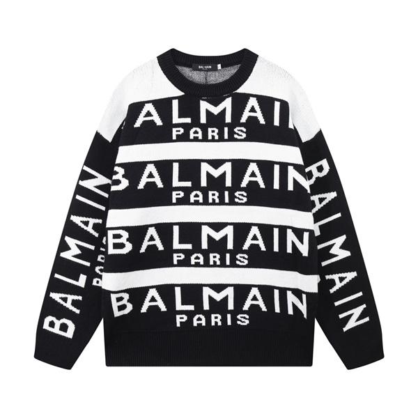 グリーン 满印ロゴ ニットセーター バルマン BALMAIN スーパーコピー 秋冬カラフルトレンディ