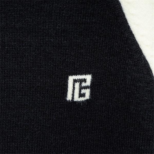 BALMAIN 偽物 秋冬日常 ユニセックス ブラック × ホワイト ベースボール風 ニットセーター バルマン