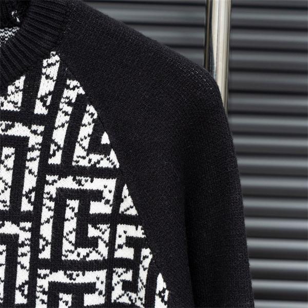 ブラック × ホワイト ジオメトリックロゴ ニットセーター バルマン BALMAIN コピー 秋冬 注目