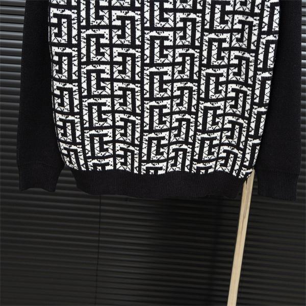 ブラック × ホワイト ジオメトリックロゴ ニットセーター バルマン BALMAIN コピー 秋冬 注目