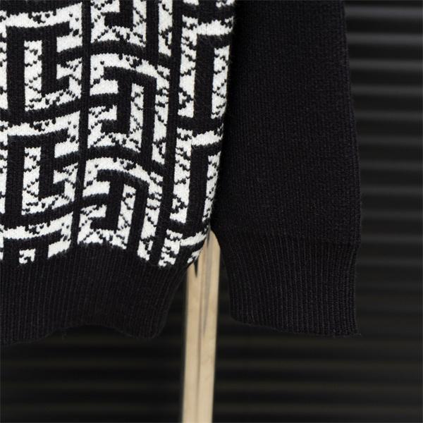 ブラック × ホワイト ジオメトリックロゴ ニットセーター バルマン BALMAIN コピー 秋冬 注目