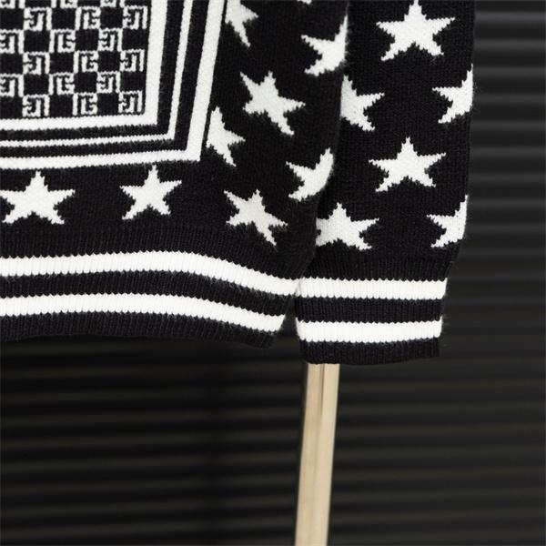  BALMAIN コピー 秋冬デザイン ブラック × ホワイト 星柄 × 幾何ロゴ ニットセーター バルマン
