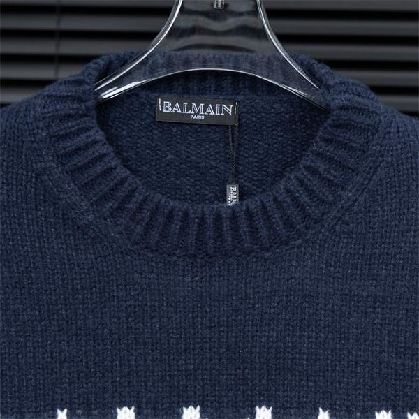 グレー 大ロゴ ニットセーター バルマン BALMAIN スーパーコピー 秋冬日常シンプル定番