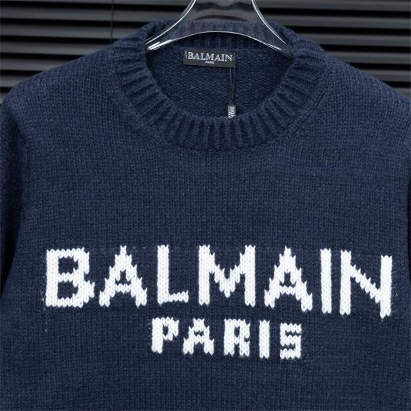 グレー 大ロゴ ニットセーター バルマン BALMAIN スーパーコピー 秋冬日常シンプル定番