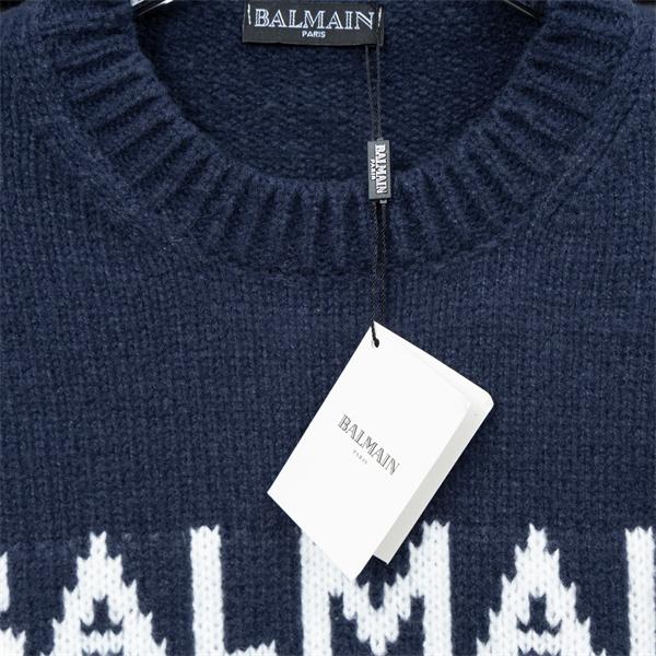 グレー 大ロゴ ニットセーター バルマン BALMAIN スーパーコピー 秋冬日常シンプル定番