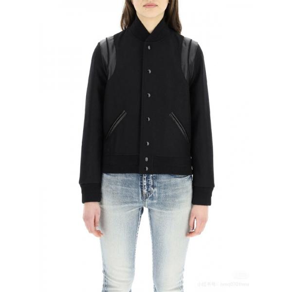  バルマン BALMAIN コピー 秋冬シ 注目 ブラック レザーアクセント ベースボールジャケット