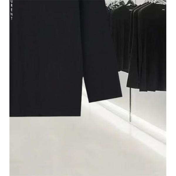 ホワイト 縦ロゴ ロングスリーブ T シャツ サンローラン SAINT LAURENT コピー 秋冬日常シンプル定番