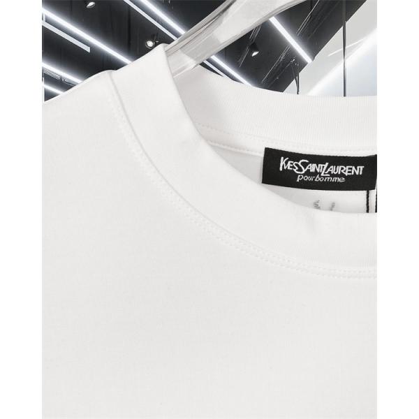   SAINT LAURENT コピー 秋冬ベーシック万能 ブラック ミニロゴ ロングスリーブ T シャツ サンローラン