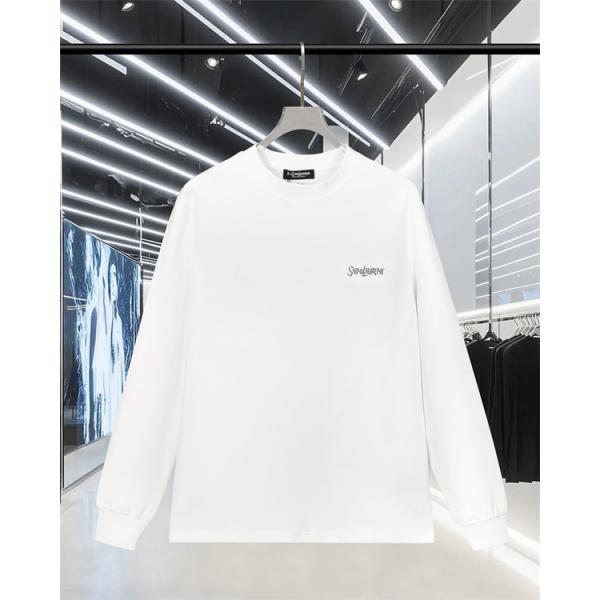  SAINT LAURENT コピー 秋冬ベーシック万能 ブラック ミニロゴ ロングスリーブ T シャツ サンローラン
