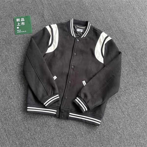 ベージュ レザーアクセント ベースボールジャケット サンローラン SAINT LAURENT コピー 秋冬 話題