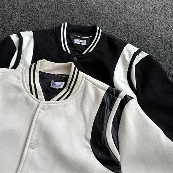 ベージュ レザーアクセント ベースボールジャケット サンローラン SAINT LAURENT コピー 秋冬 話題
