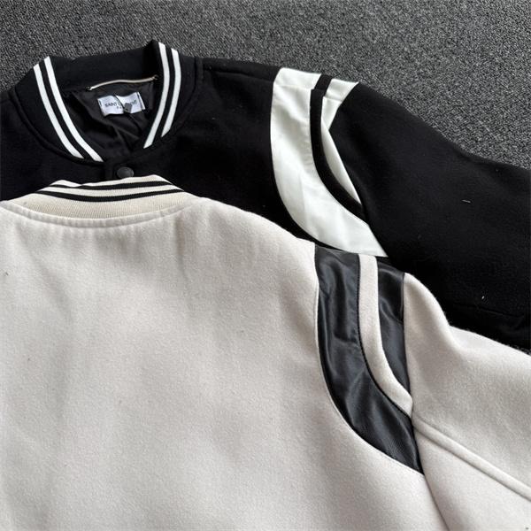 ベージュ レザーアクセント ベースボールジャケット サンローラン SAINT LAURENT コピー 秋冬 話題